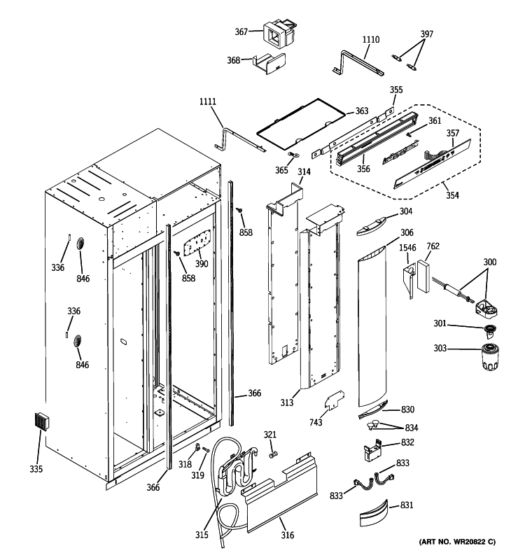 FRESH FOOD SECTION Diagram and Parts List for ZISP480DXASS  General Electric Refrigerator