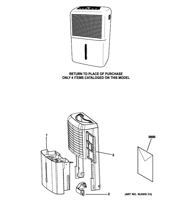 DEHUMIDIFIER Diagram and Parts List for ADER30LPL1  General Electric Dehumidifier