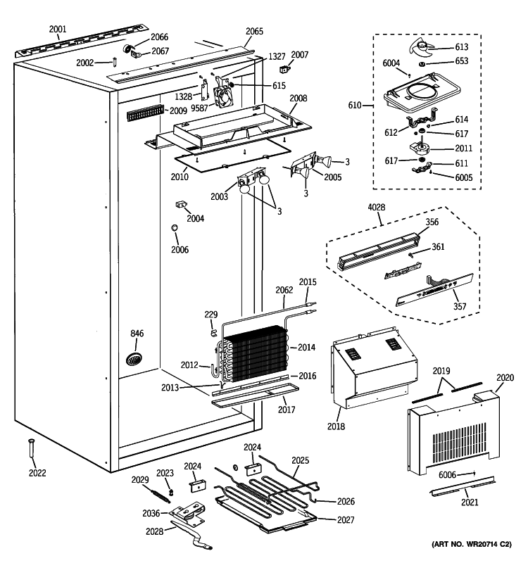 CABINET PARTS 1 Diagram and Parts List for ZIFS360NXALH  General Electric Freezer