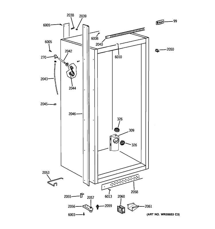 CABINET PARTS 2 Diagram and Parts List for ZIFS360NXALH  General Electric Freezer