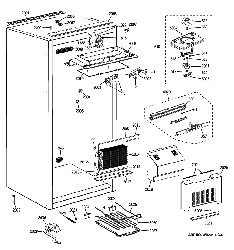 CABINET PARTS 1 Diagram and Parts List for ZIFS360NXARH  General Electric Freezer