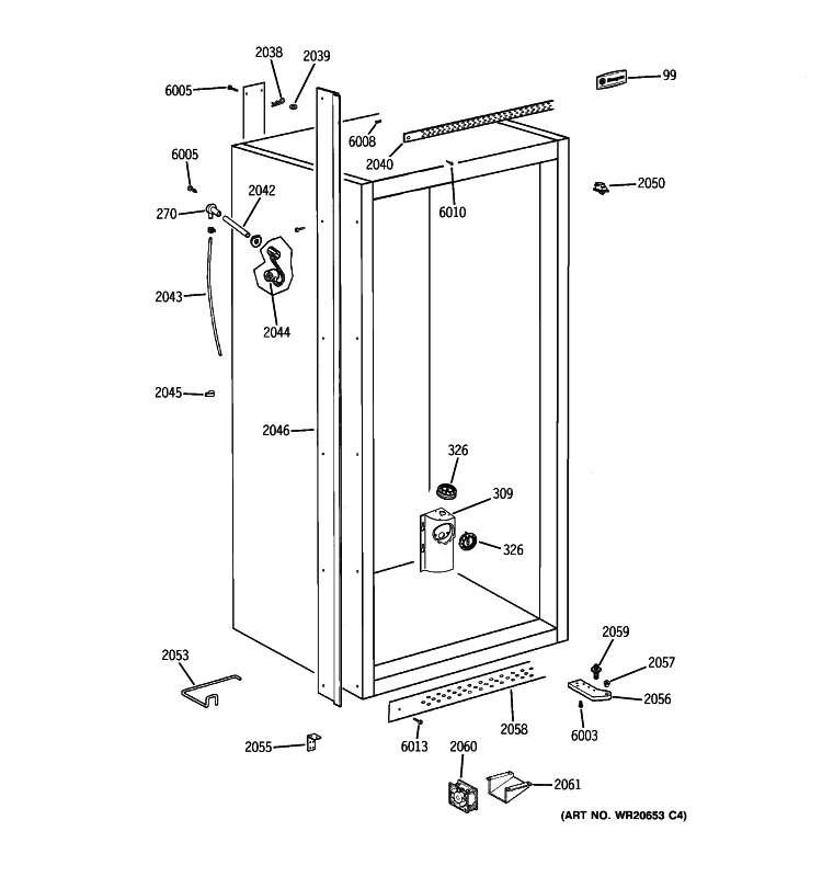 CABINET PARTS 2 Diagram and Parts List for ZIFS360NXARH  General Electric Freezer