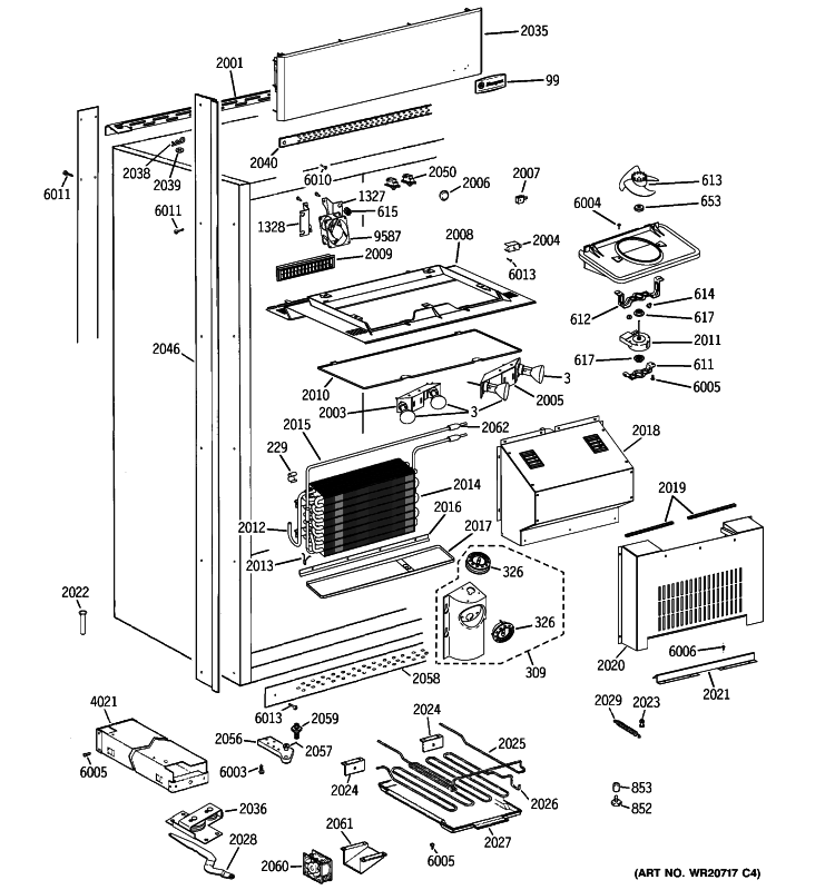 CABINET PARTS Diagram and Parts List for ZIRP360NXALH  General Electric Refrigerator