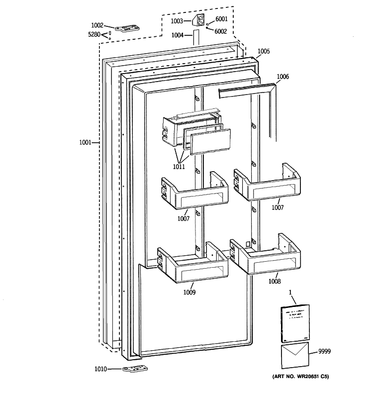 DOOR Diagram and Parts List for ZIRP360NXARH  General Electric Refrigerator