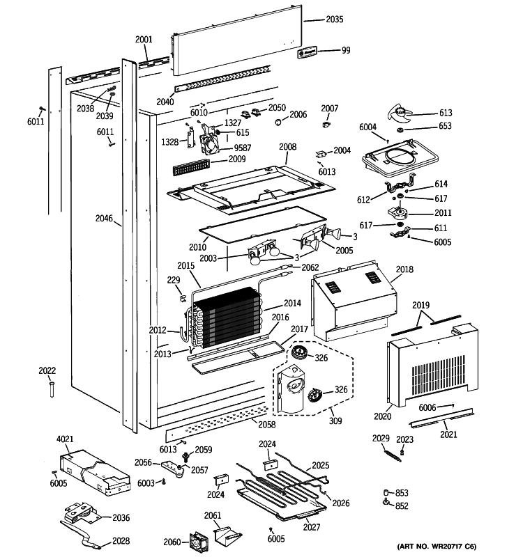 CABINET PARTS Diagram and Parts List for ZIRP360NXARH  General Electric Refrigerator