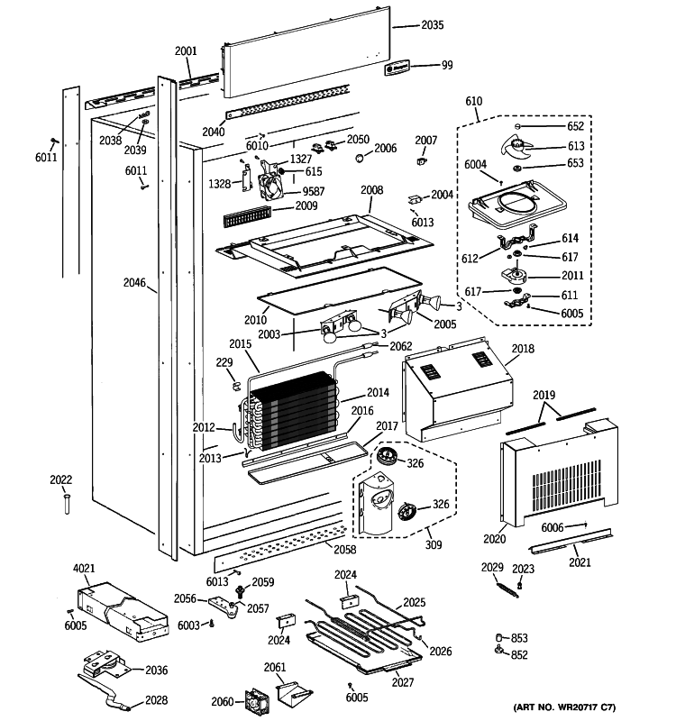 CABINET PARTS Diagram and Parts List for ZIRS360NXARH  General Electric Refrigerator