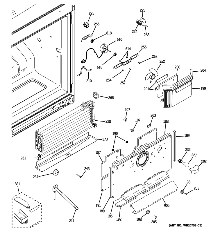 FREEZER SECTION Diagram and Parts List for PDCE1NBZBJSS  General Electric Refrigerator