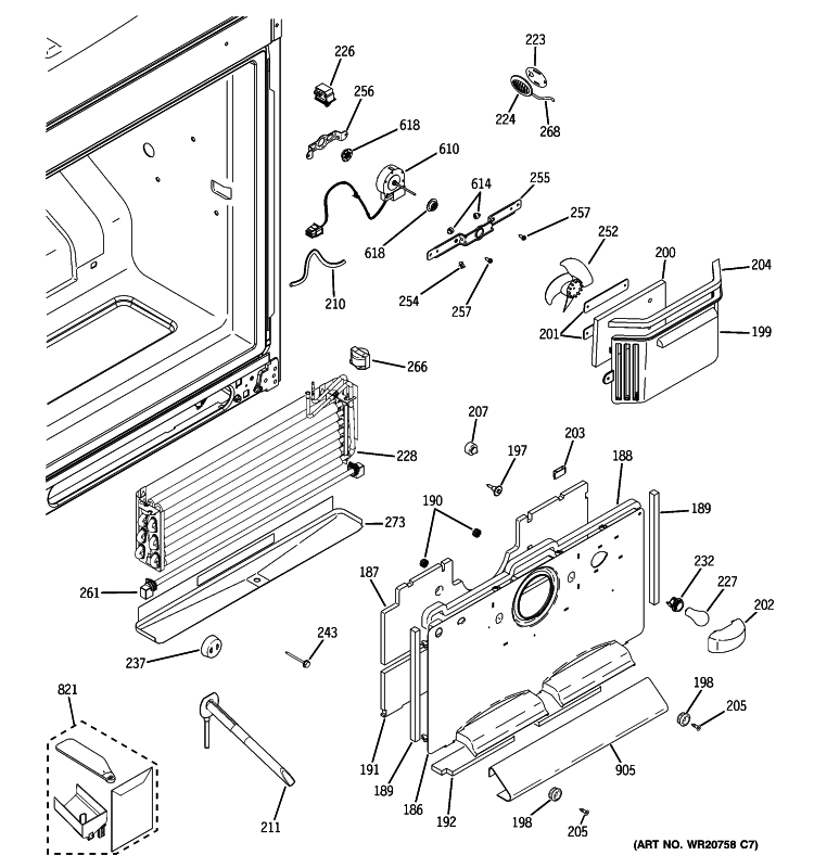 FREEZER SECTION Diagram and Parts List for PDSE5NBZADSS  General Electric Refrigerator
