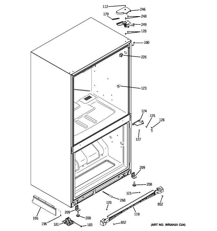CASE PARTS Diagram and Parts List for PDSE5NBZADSS  General Electric Refrigerator