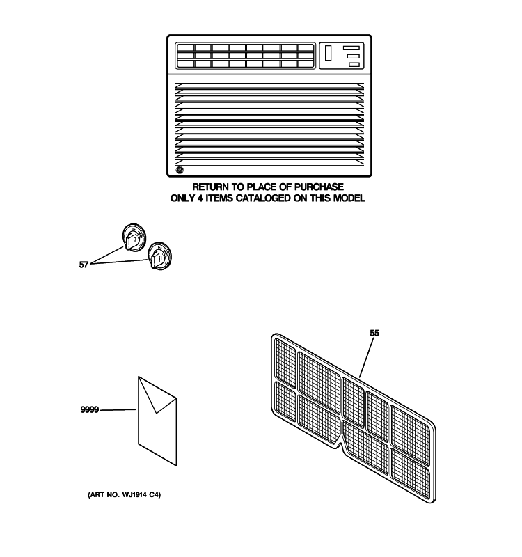 ROOM AIR CONDITIONER Diagram and Parts List for AEY05LPL1  General Electric Air Conditioner