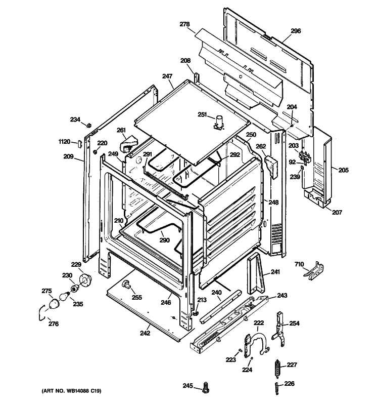 BODY PARTS Diagram and Parts List for JBS03M3WH  General Electric Range