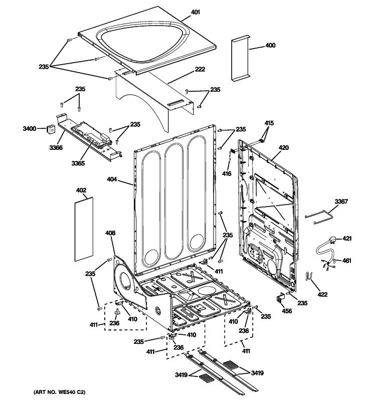 CABINET Diagram and Parts List for DPVH880GJ3MG  General Electric Dryer