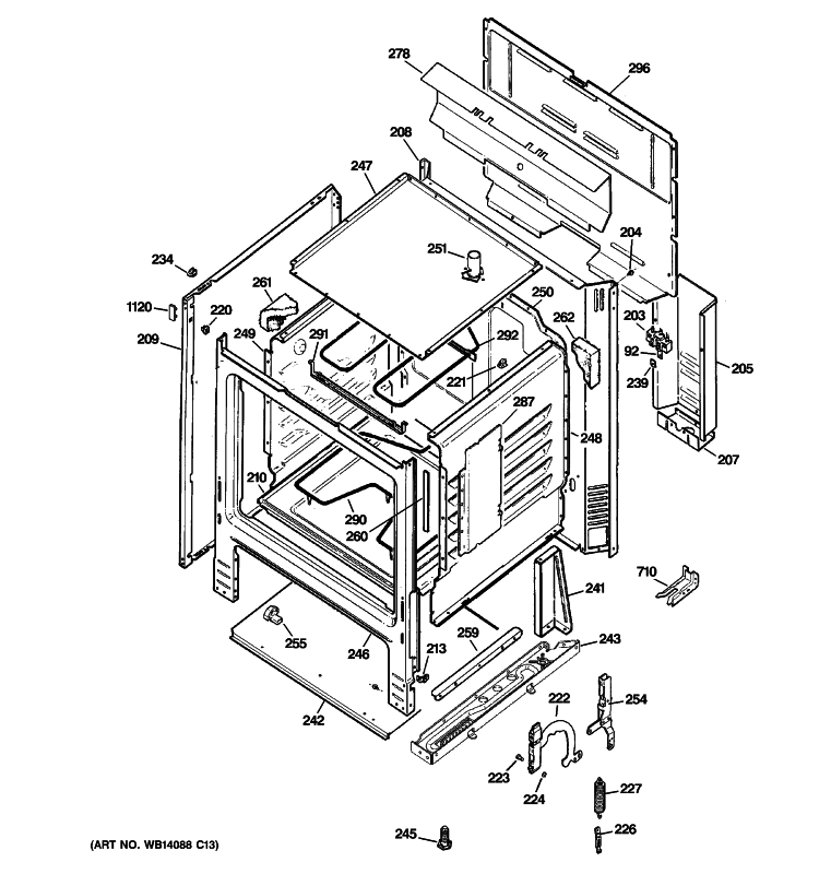 BODY PARTS Diagram and Parts List for ABS200P2WW  General Electric Range