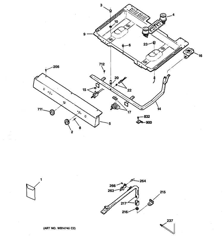 GAS & BURNER PARTS Diagram and Parts List for RGB508PPH6CT  Hotpoint Range