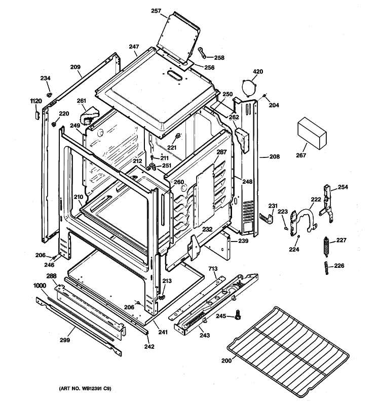 BODY PARTS Diagram and Parts List for RGB508PPH6CT  Hotpoint Range