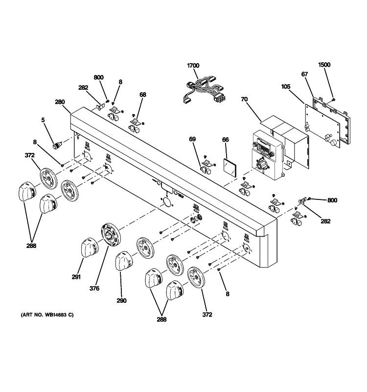 CONTROL PANEL Diagram and Parts List for ZDP364LDP4SS  General Electric Range