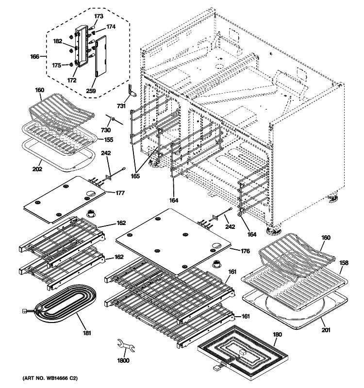 OVEN CAVITY PARTS Diagram and Parts List for ZDP486LDP4SS  General Electric Range