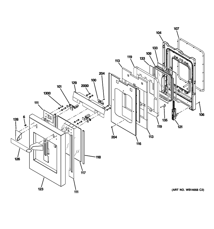 SMALL DOOR ASSEMBLY Diagram and Parts List for ZDP486LDP4SS  General Electric Range