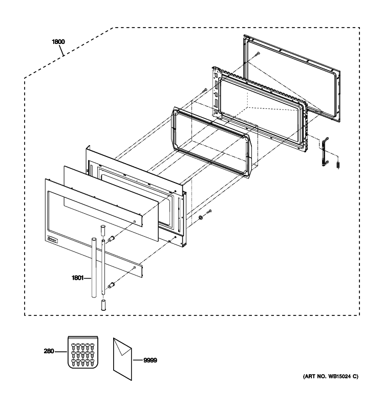 DOOR PARTS Diagram and Parts List for ZSA1201RSS01  General Electric Microwave