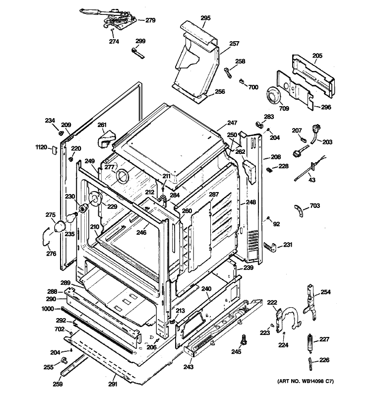 BODY PARTS Diagram and Parts List for JGB281SER2SS  General Electric Range