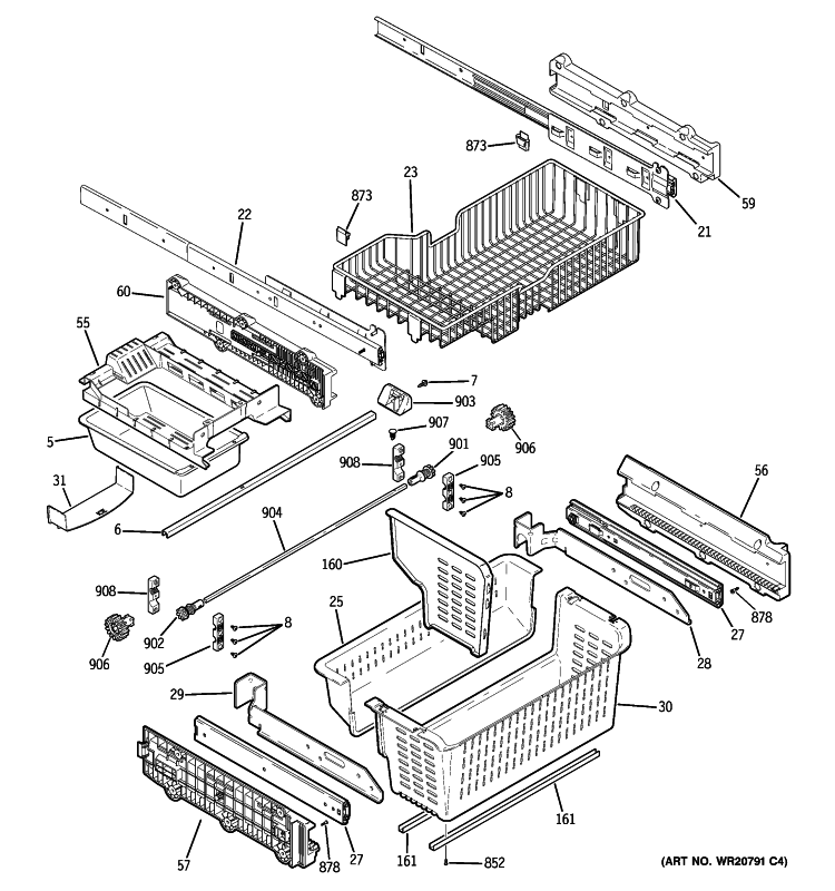 FREEZER SHELVES Diagram and Parts List for PGCS1NFZCSS  General Electric Refrigerator