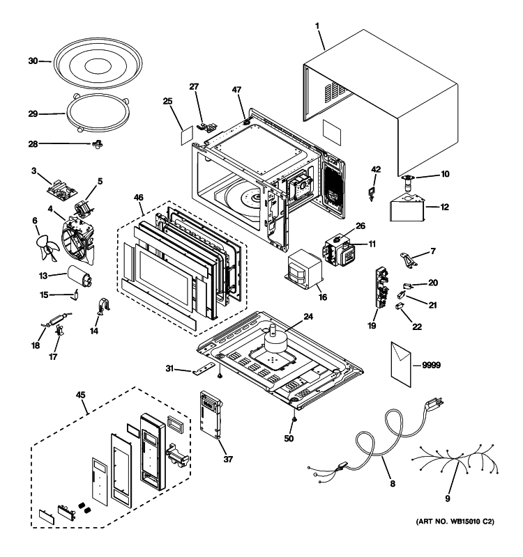 MICROWAVE Diagram and Parts List for JES1142SP1SS  General Electric Microwave