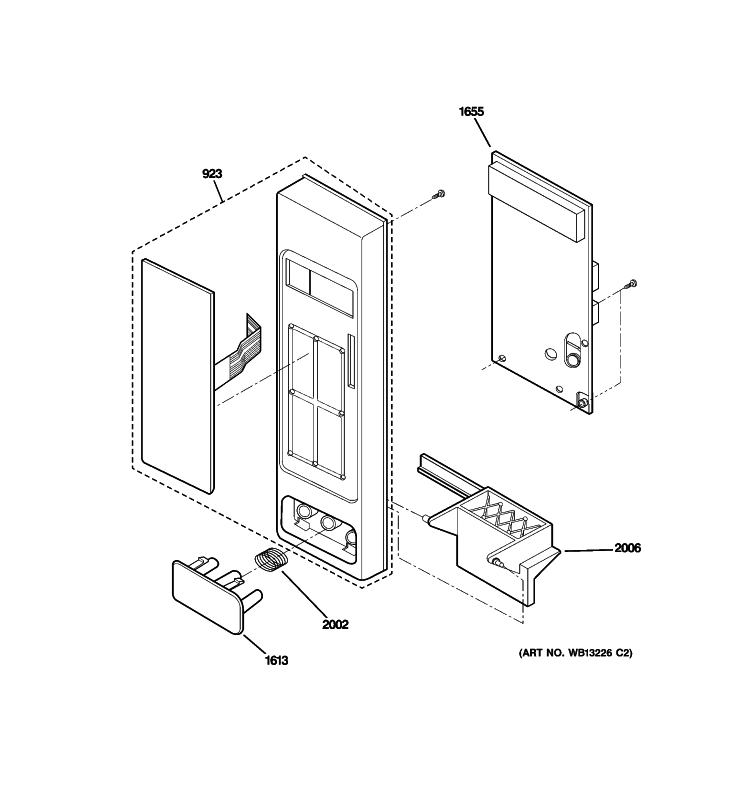 CONTROL PARTS Diagram and Parts List for JES2051DN2BB  General Electric Microwave