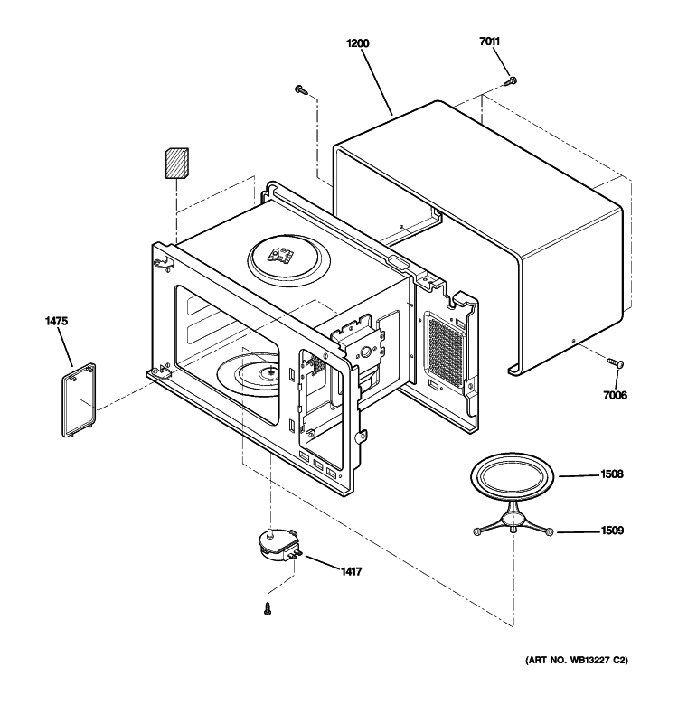 OVEN CAVITY PARTS Diagram and Parts List for JES2051DN2BB  General Electric Microwave