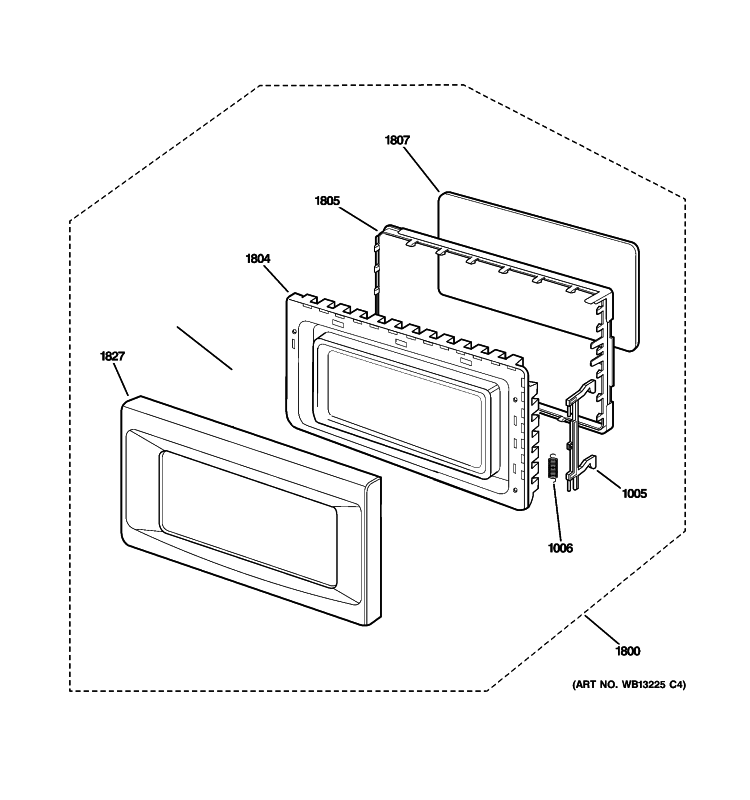 DOOR PARTS Diagram and Parts List for PEB2060DM2CC  General Electric Microwave