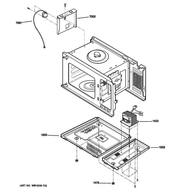 INSTALLATION PARTS Diagram and Parts List for PEB206CDN2BB  General Electric Microwave