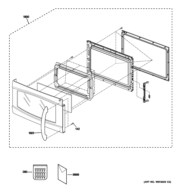 DOOR PARTS Diagram and Parts List for PSA2200RBB03  General Electric Microwave