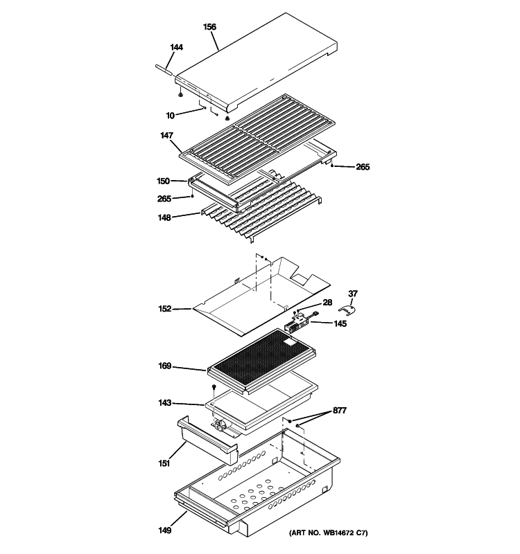 GRILL ASSEMBLY Diagram and Parts List for ZGP486LRR1SS  General Electric Range