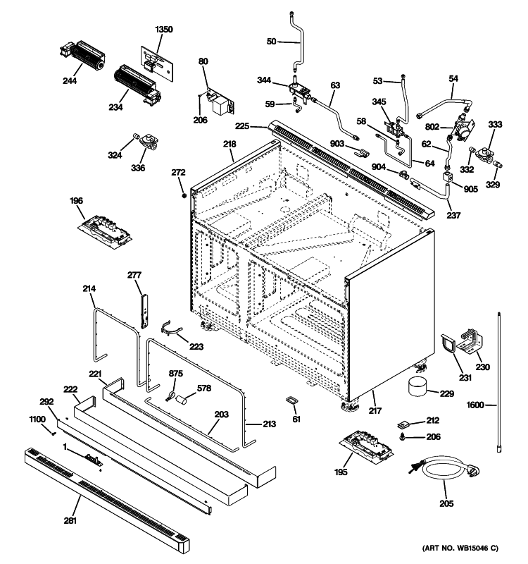 BODY PARTS Diagram and Parts List for ZGP486NDR1SS  General Electric Range