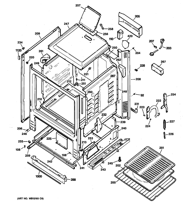 BODY PARTS Diagram and Parts List for RGB524PEH8CT  Hotpoint Range