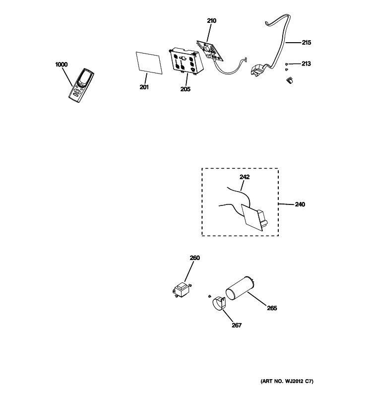 CONTROL PARTS Diagram and Parts List for AEN08LPQ1  General Electric Air Conditioner