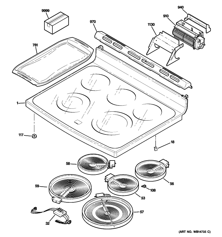 COOKTOP Diagram and Parts List for CS980SN2SS  Hotpoint Range