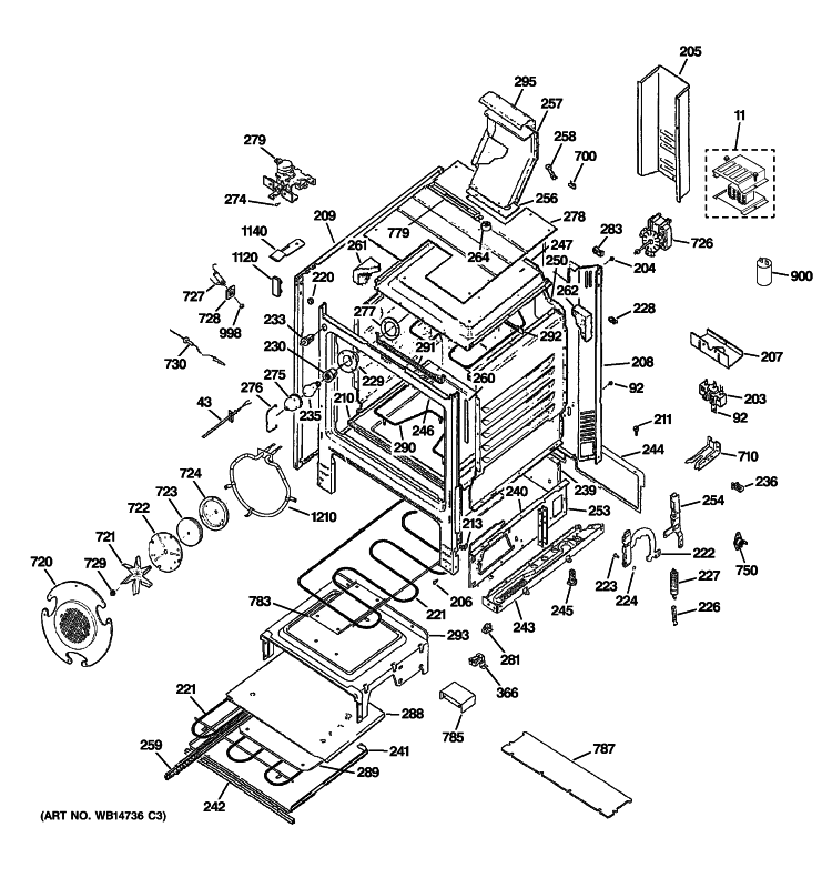 BODY PARTS Diagram and Parts List for CS980SN2SS  Hotpoint Range