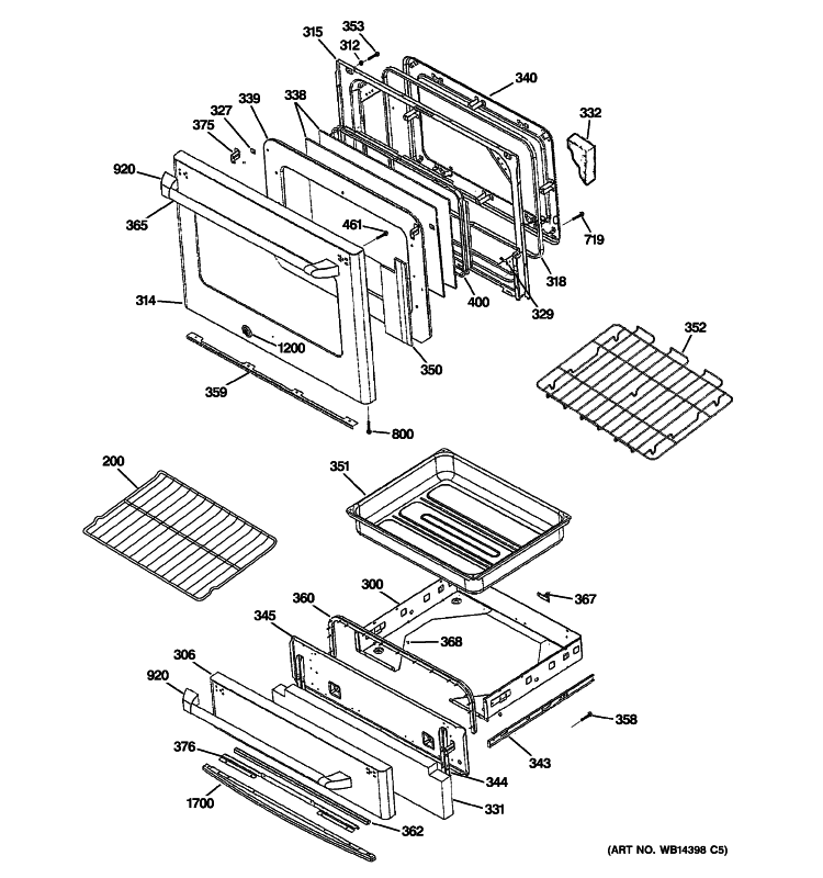 DOOR & DRAWER PARTS Diagram and Parts List for CS980SN2SS  Hotpoint Range