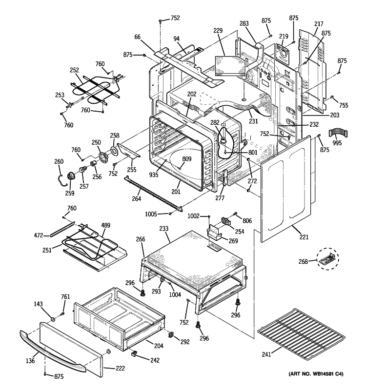BODY PARTS Diagram and Parts List for JB650ST1SS  General Electric Range