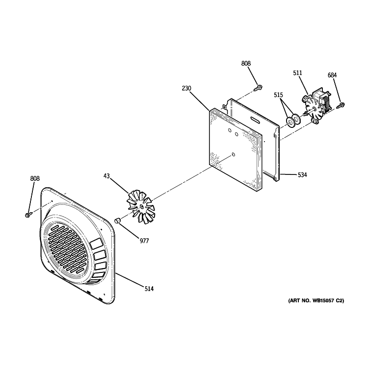 CONVECTION FAN Diagram and Parts List for JB680ST1SS  General Electric Range