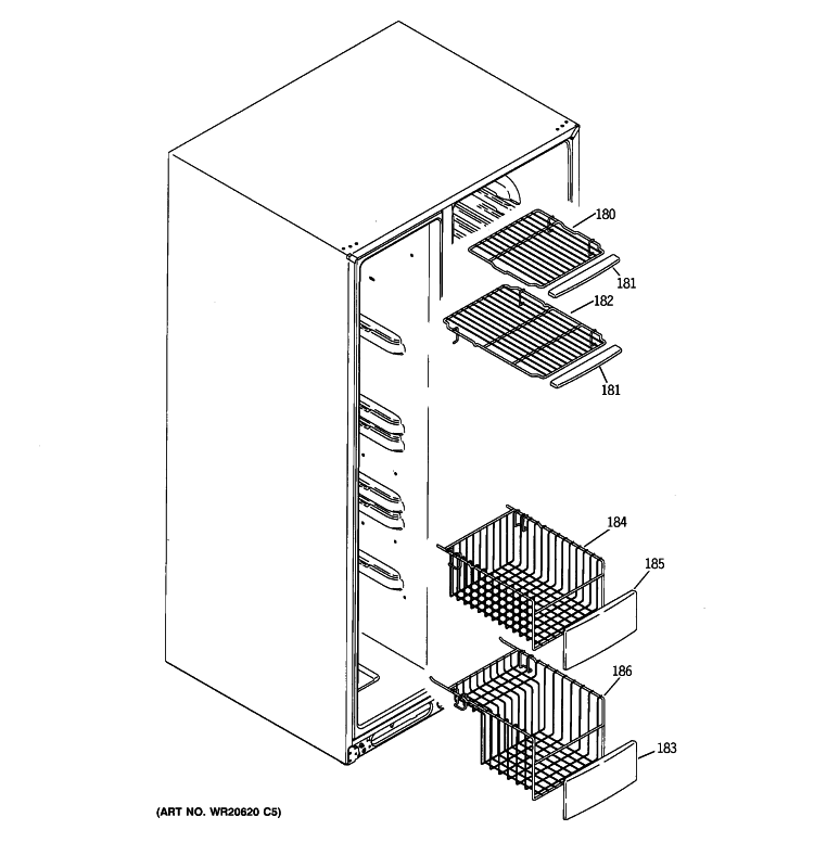FREEZER SHELVES Diagram and Parts List for GSHF6LGBBHBB  General Electric Refrigerator