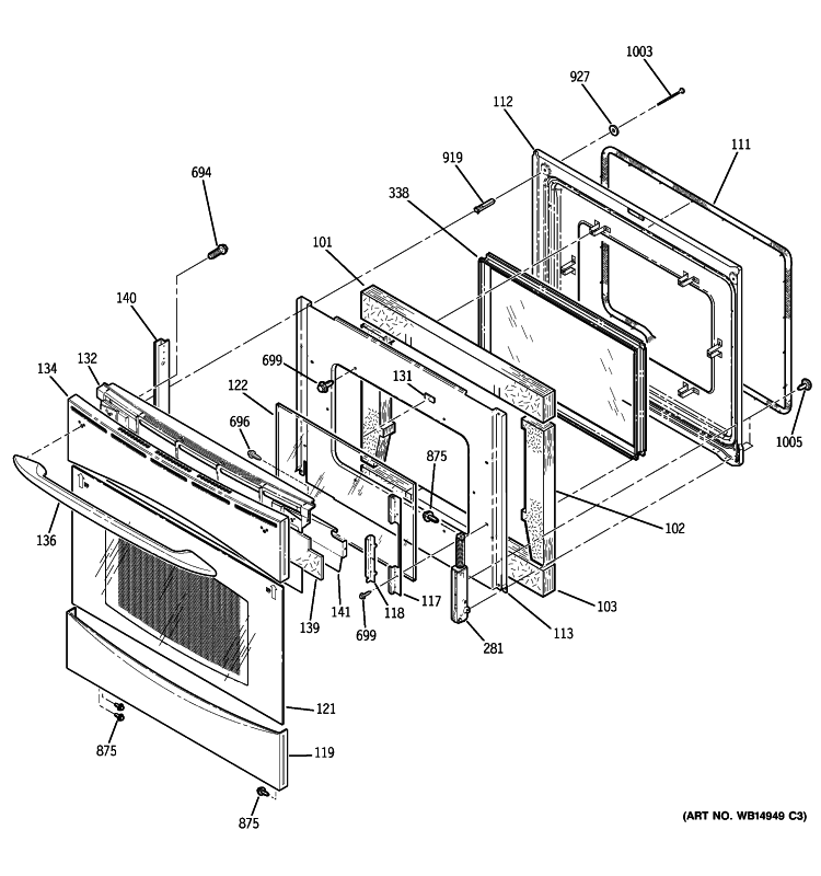 DOOR Diagram and Parts List for PCB800SP2SS  General Electric Range