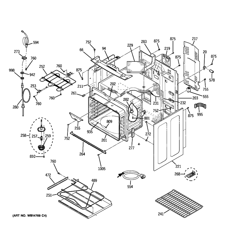 BODY PARTS Diagram and Parts List for PCB969SP3SS  General Electric Range