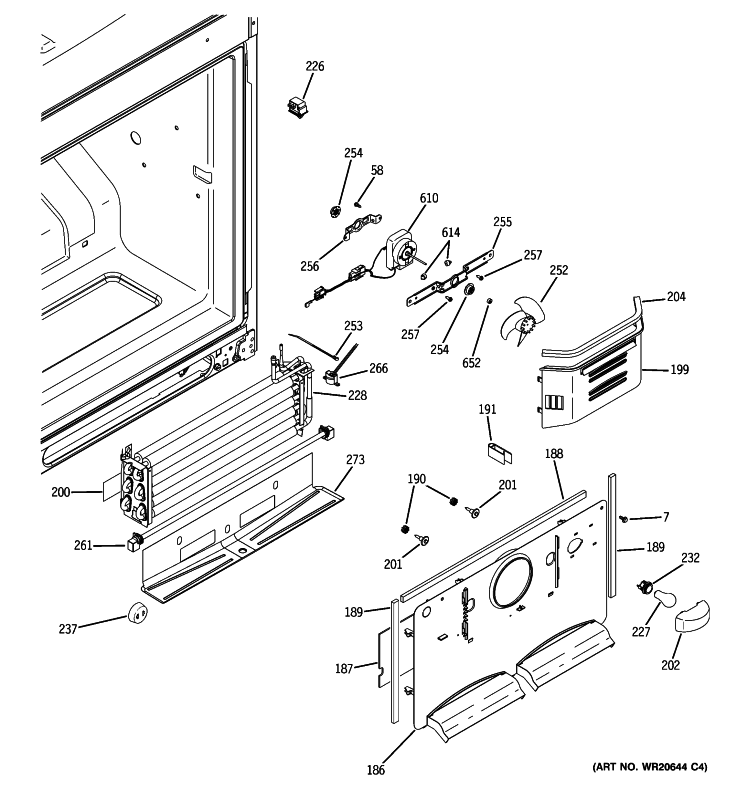 FREEZER SECTION Diagram and Parts List for GBSC0HBXERBB  General Electric Refrigerator