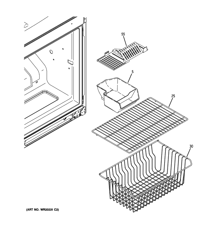 FREEZER SHELVES Diagram and Parts List for GBSL0HCXELLS  General Electric Refrigerator