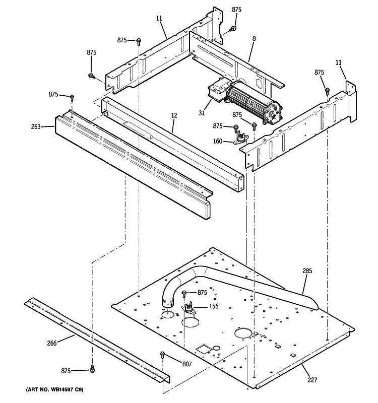 CENTER SPACER Diagram and Parts List for JTP55SM2SS  General Electric Wall Oven