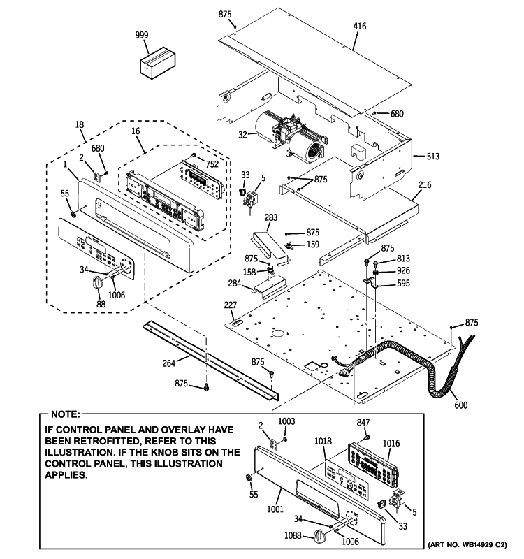 CONTROL PANEL Diagram and Parts List for JTP35SM2SS  General Electric Wall Oven