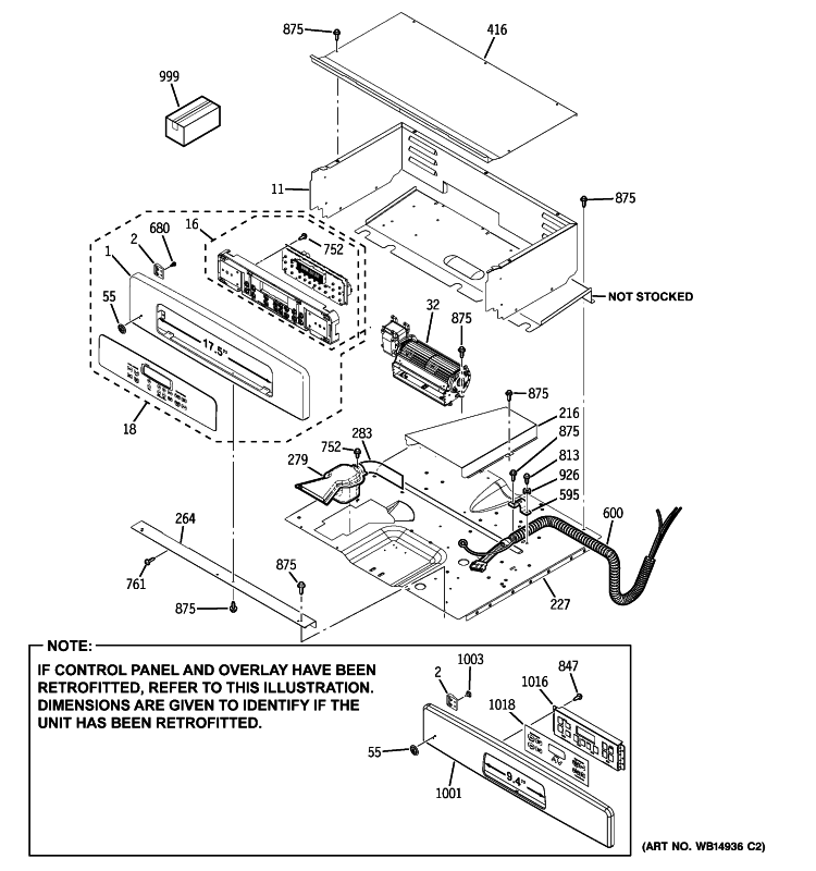 CONTROL PANEL Diagram and Parts List for JKS10BM2BB  General Electric Wall Oven