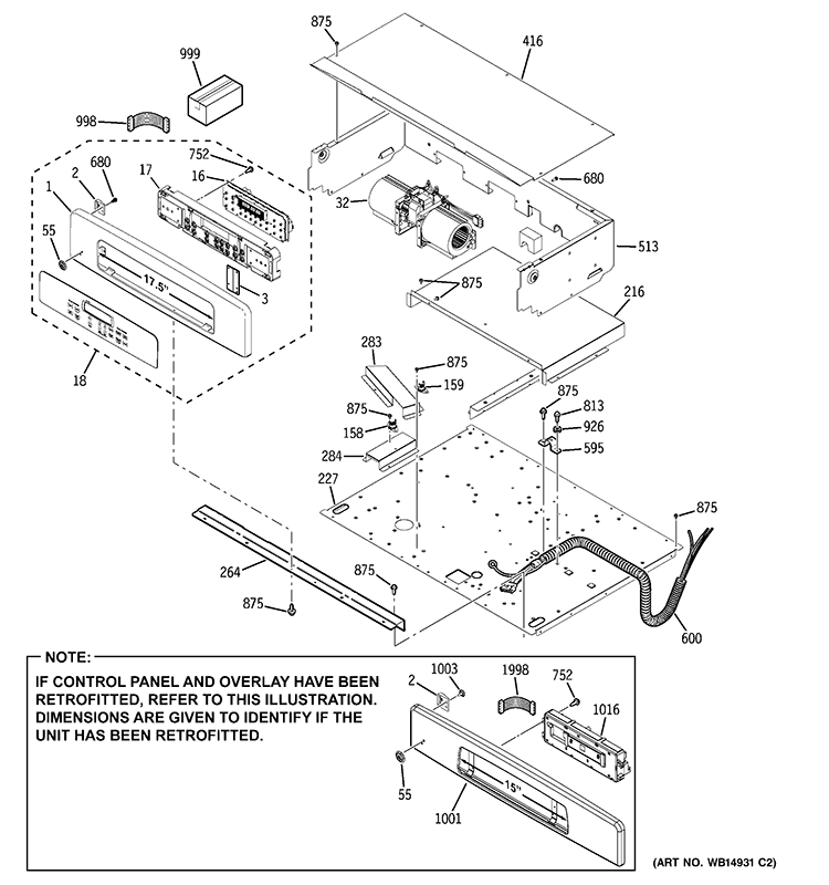 CONTROL PANEL Diagram and Parts List for JCTP70SM1SS  General Electric Wall Oven