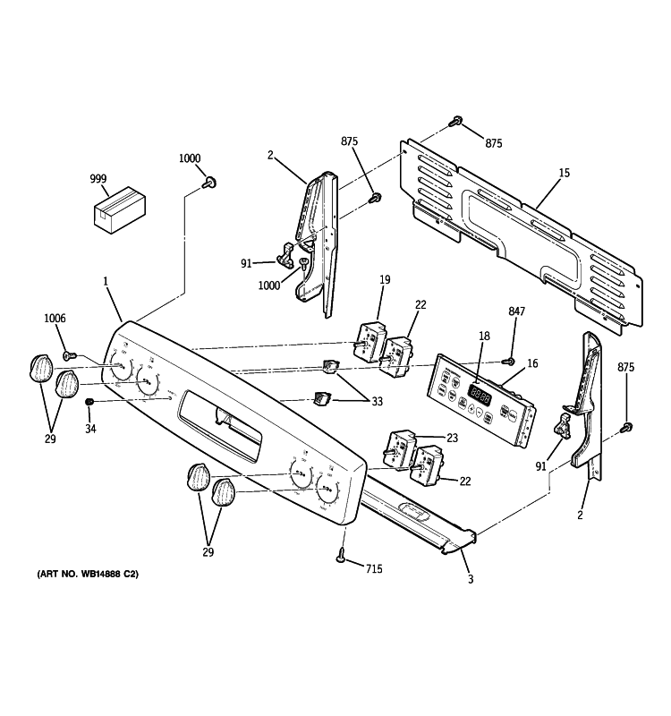 CONTROL PANEL Diagram and Parts List for JB645SP5SS  General Electric Range